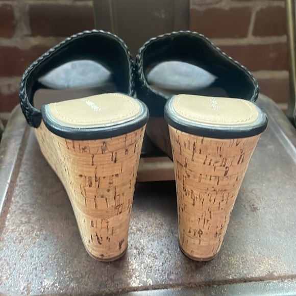 Etienne Aigner Daiquiri Platforn Slide Wedge Women's 9.5M Black Leather Woven. - Picture 4 of 5